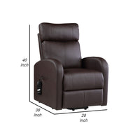 Power Lift Recliner Chair with Faux Leather and Wired Controller, Brown - BM251042