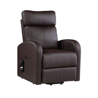 Power Lift Recliner Chair with Faux Leather and Wired Controller, Brown - BM251042