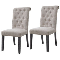 Side Chair with Button Tufted Backrest, Set of 2, Beige - BM251116