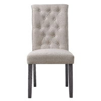 Side Chair with Button Tufted Backrest, Set of 2, Beige - BM251116