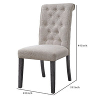 Side Chair with Button Tufted Backrest, Set of 2, Beige - BM251116