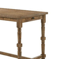 Counter Height Table with 1 Side Drawer and Turned Legs, Brown - BM251123