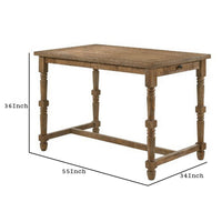 Counter Height Table with 1 Side Drawer and Turned Legs, Brown - BM251123
