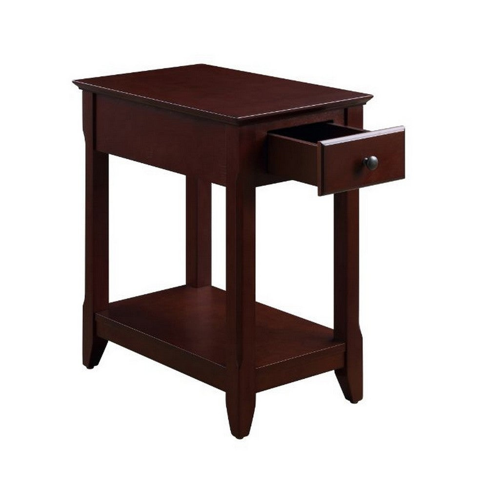 Accent Table with 1 Drawer and Bottom Shelf, Brown - BM251128