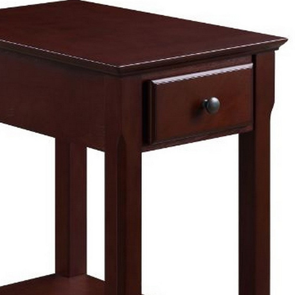 Accent Table with 1 Drawer and Bottom Shelf, Brown - BM251128