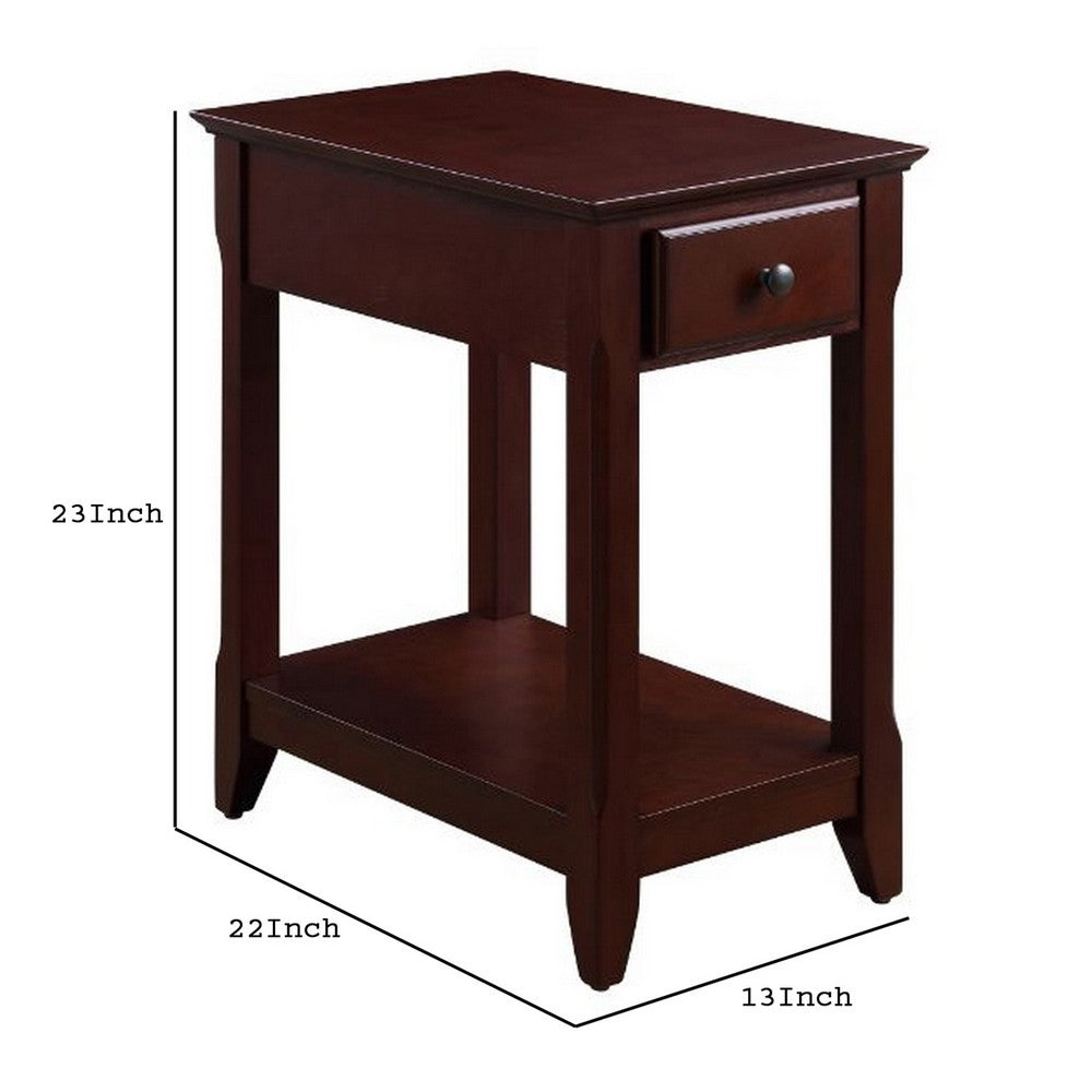 Accent Table with 1 Drawer and Bottom Shelf, Brown - BM251128