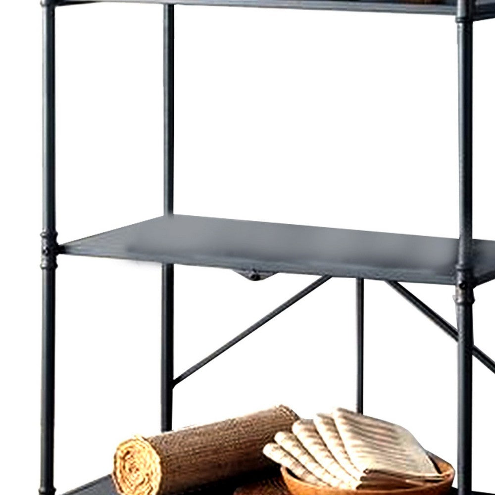 3 Tier Foldable Serving Cart with Pipe Style Frame, Gray - BM251149