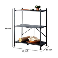 3 Tier Foldable Serving Cart with Pipe Style Frame, Gray - BM251149