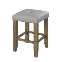 Counter Height Stool with Faux Leather Seat, Set of 2, Oak Brown - BM251190