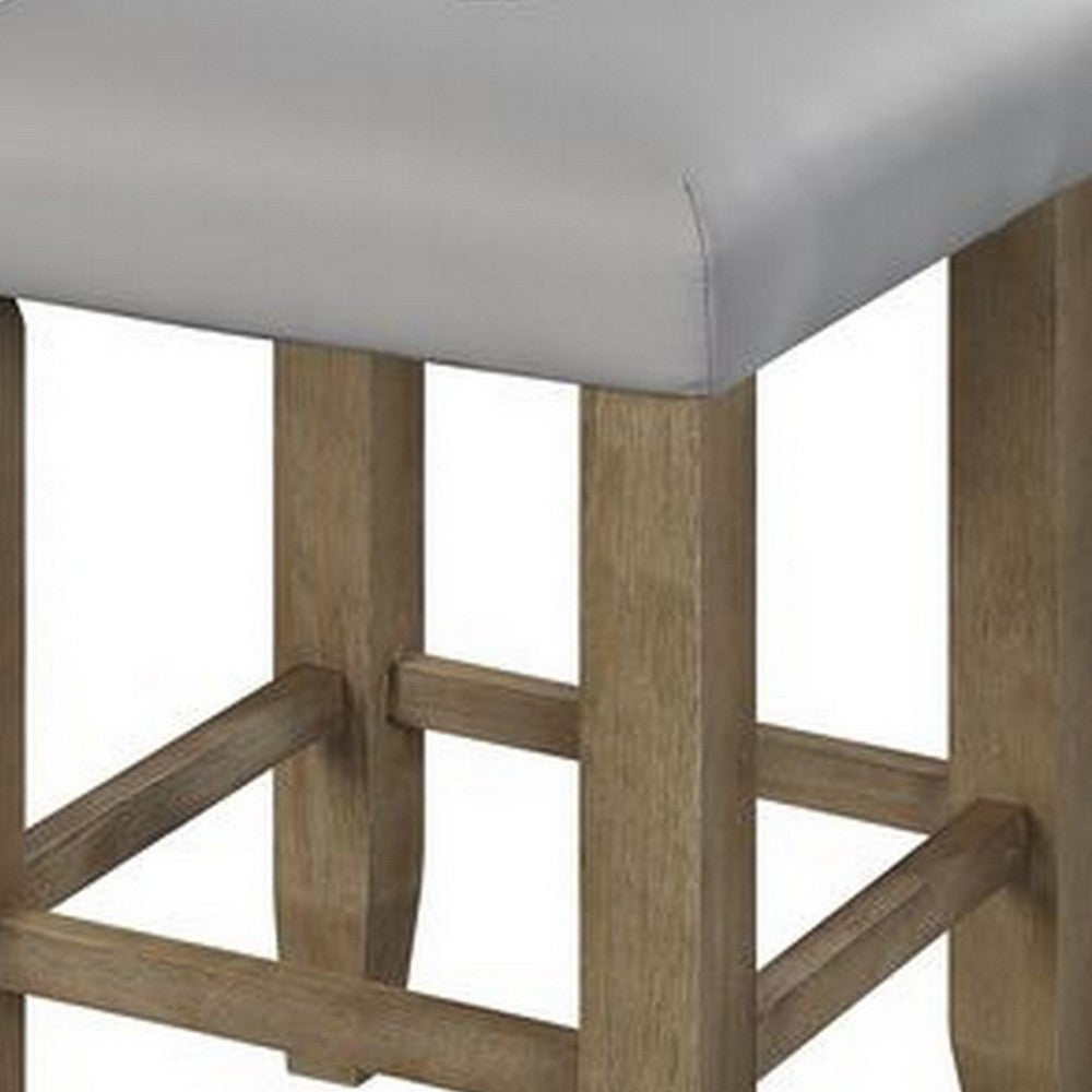 Counter Height Stool with Faux Leather Seat, Set of 2, Oak Brown - BM251190