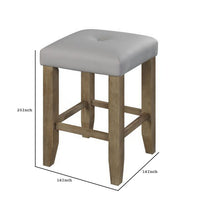Counter Height Stool with Faux Leather Seat, Set of 2, Oak Brown - BM251190