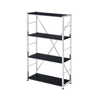 Bookshelf with X Shaped Crossbar Support, Black and White - BM251193