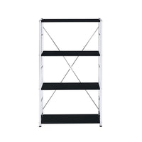 Bookshelf with X Shaped Crossbar Support, Black and White - BM251193