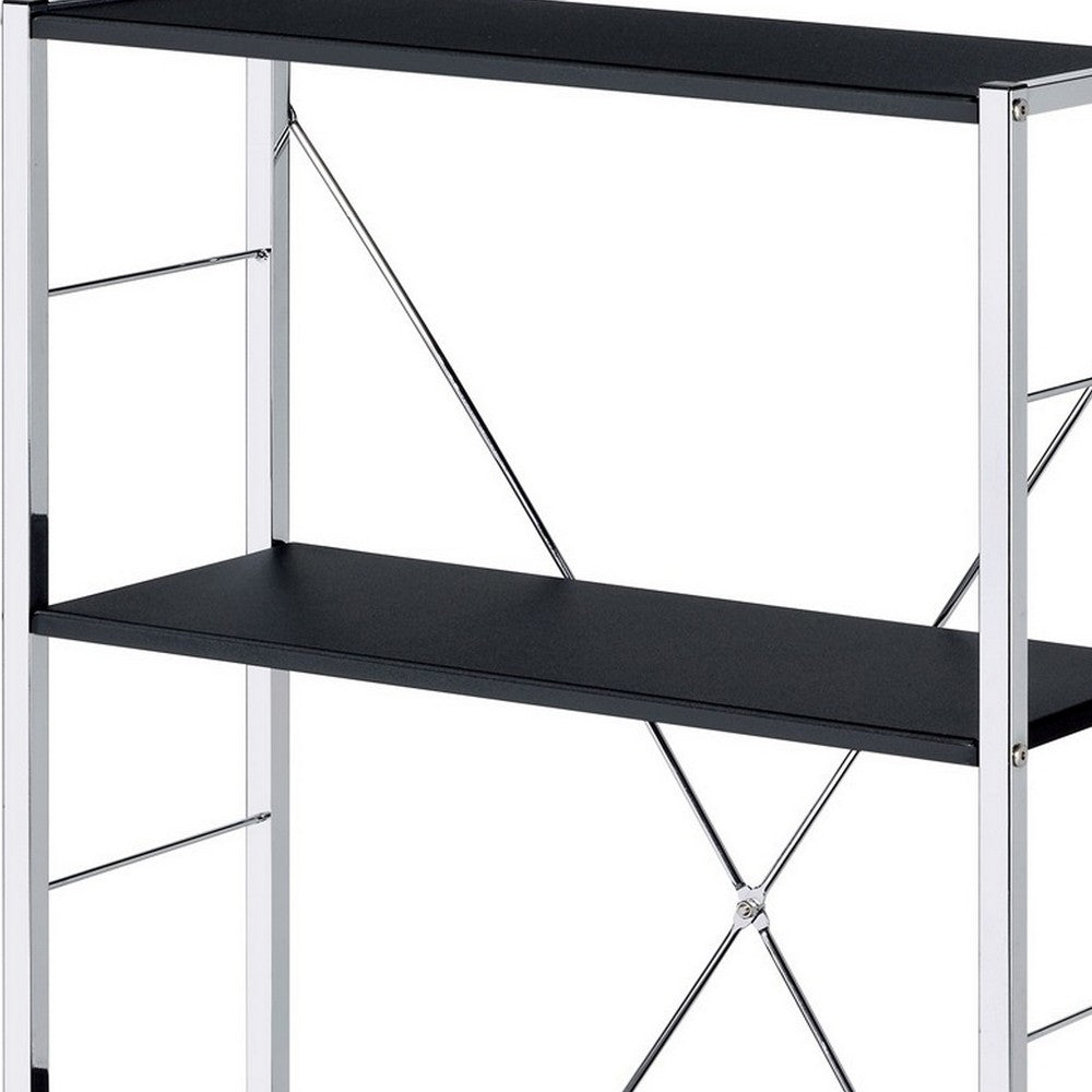 Bookshelf with X Shaped Crossbar Support, Black and White - BM251193