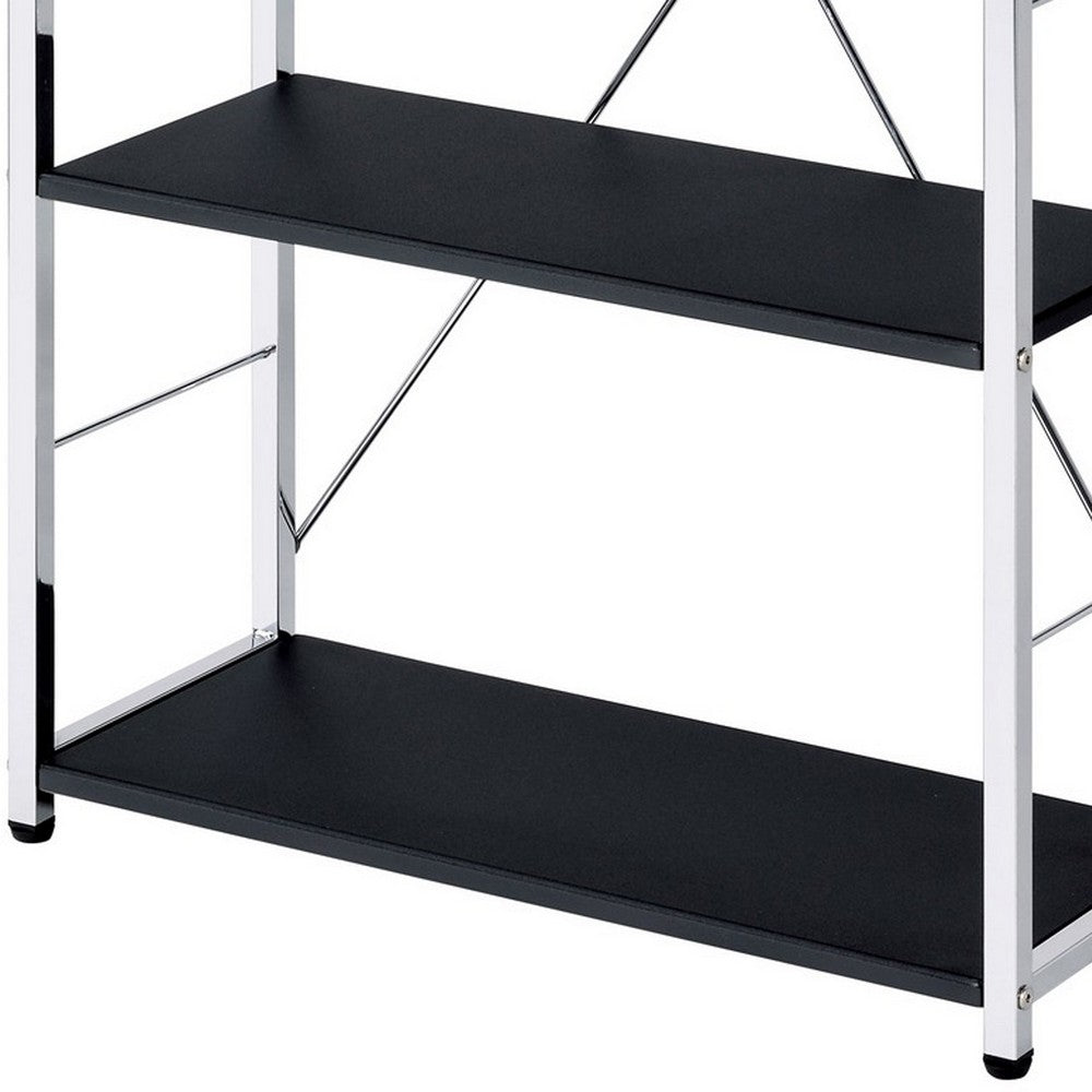 Bookshelf with X Shaped Crossbar Support, Black and White - BM251193