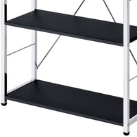 Bookshelf with X Shaped Crossbar Support, Black and White - BM251193