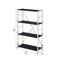 Bookshelf with X Shaped Crossbar Support, Black and White - BM251193