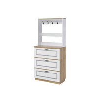 Shoe Cabinet With Storage Drawers and Hooks, White and Brown - BM251206
