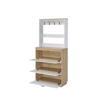 Shoe Cabinet With Storage Drawers and Hooks, White and Brown - BM251206