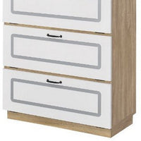 Shoe Cabinet With Storage Drawers and Hooks, White and Brown - BM251206