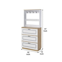 Shoe Cabinet With Storage Drawers and Hooks, White and Brown - BM251206