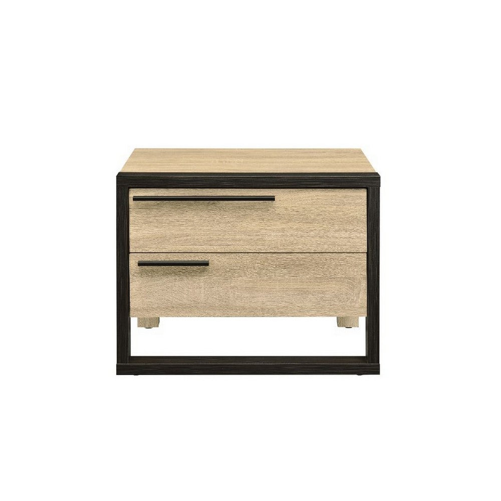 Accent Table with a Pull Out Tray and 2 Storage Drawers, Brown and Black - BM251223