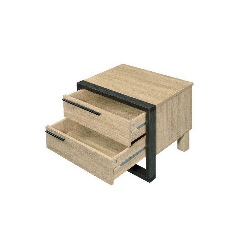 Accent Table with a Pull Out Tray and 2 Storage Drawers, Brown and Black - BM251223