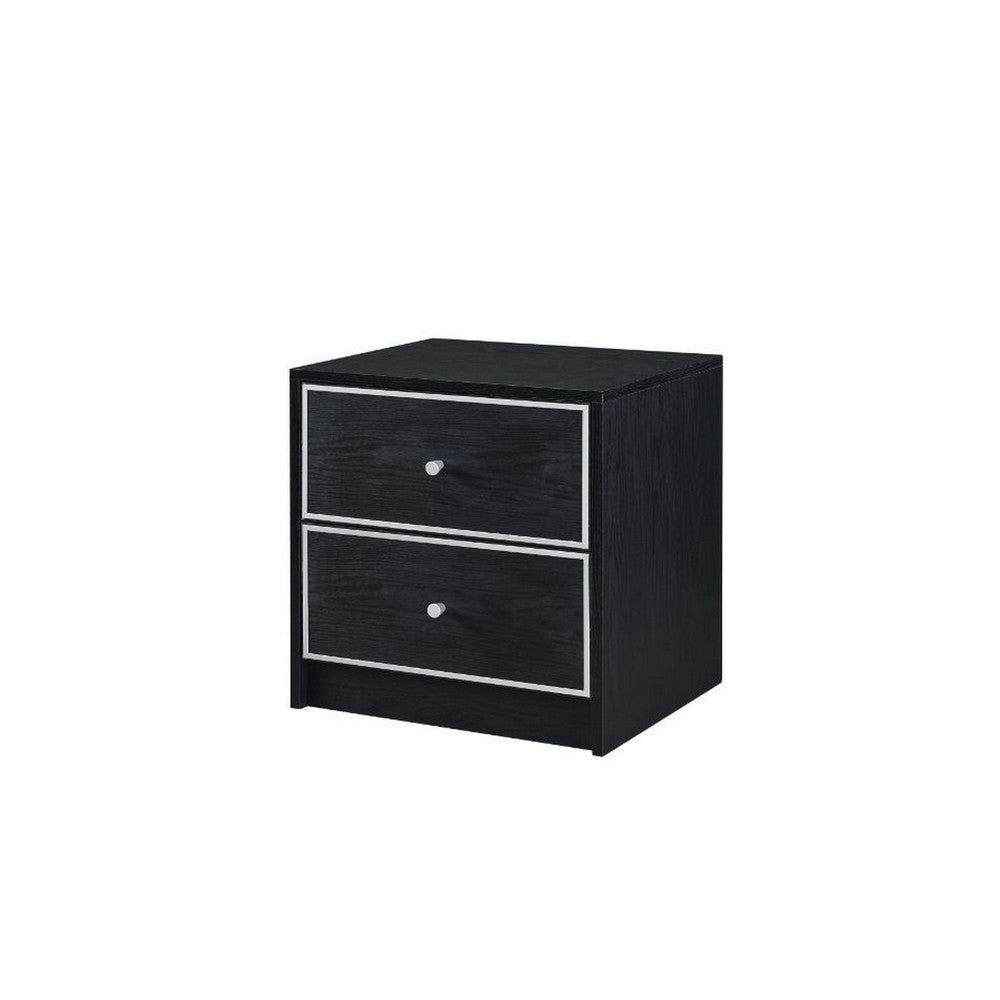 Accent Table with 2 Storage Drawers and Intricate Trimming, Black - BM251225