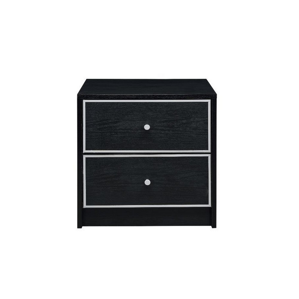 Accent Table with 2 Storage Drawers and Intricate Trimming, Black - BM251225