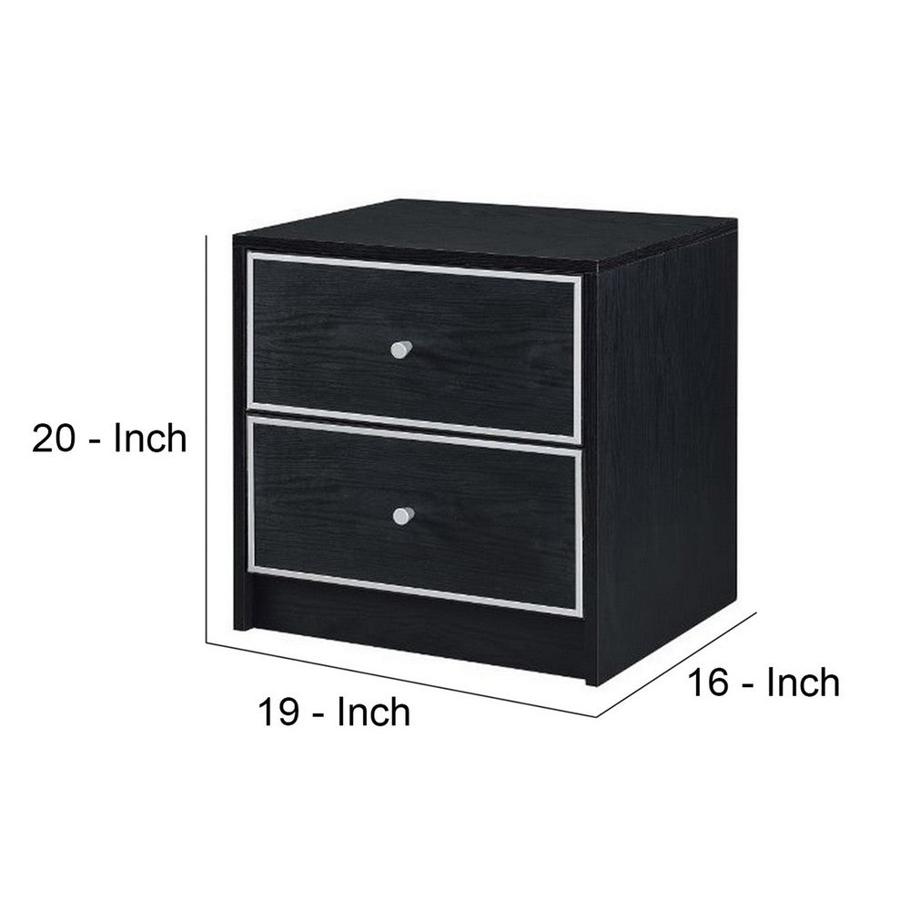 Accent Table with 2 Storage Drawers and Intricate Trimming, Black - BM251225