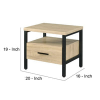 Accent Table with Metal Leg and 1 Tier Shelf,Brown and Black - BM251227