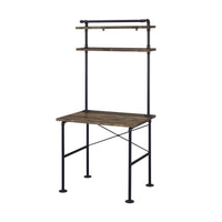 Writing Desk with Metal Pipe Design and 2 Shelves, Brown - BM251319