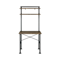 Writing Desk with Metal Pipe Design and 2 Shelves, Brown - BM251319