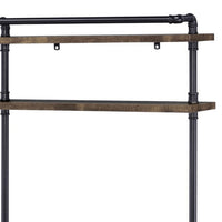 Writing Desk with Metal Pipe Design and 2 Shelves, Brown - BM251319