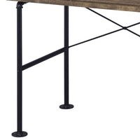 Writing Desk with Metal Pipe Design and 2 Shelves, Brown - BM251319