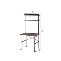 Writing Desk with Metal Pipe Design and 2 Shelves, Brown - BM251319