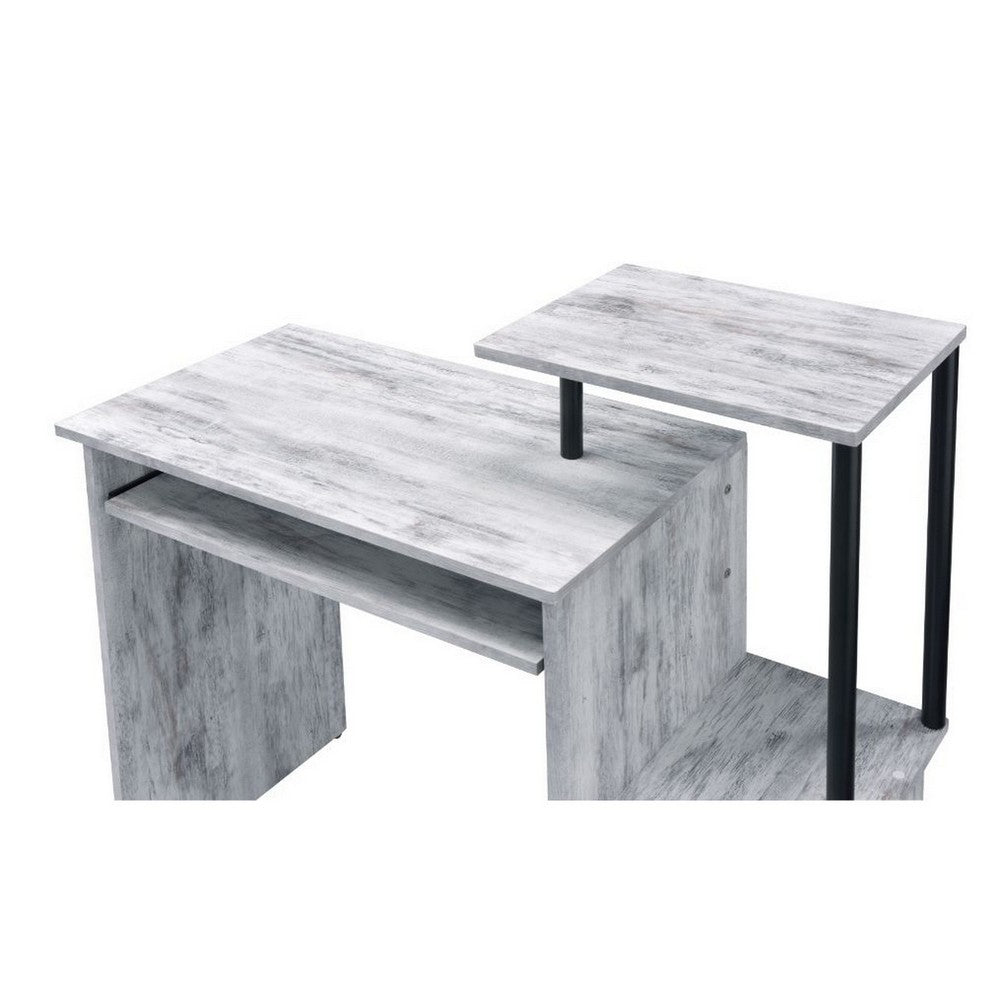 Computer Desk with Built In Bookshelf, Antique White and Black, Antique White and Black - BM251352