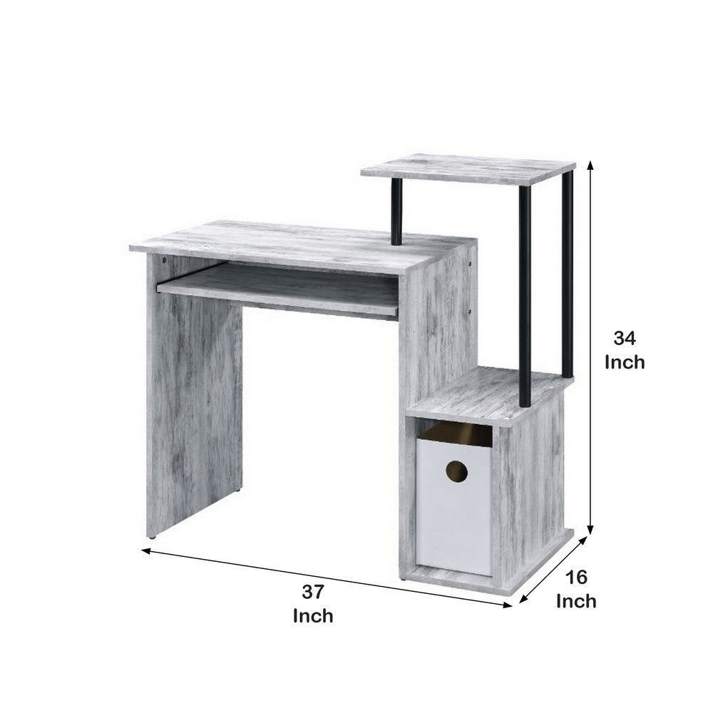 Computer Desk with Built In Bookshelf, Antique White and Black, Antique White and Black - BM251352