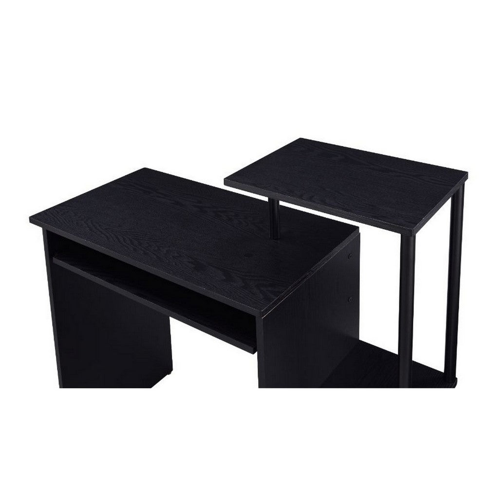 Computer Desk with Built In Bookshelf, Black - BM251353