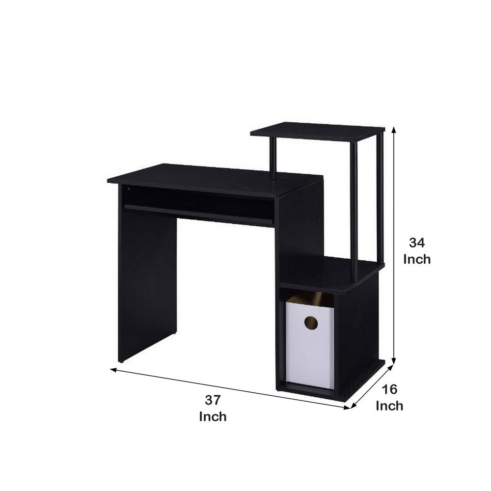 Computer Desk with Built In Bookshelf, Black - BM251353
