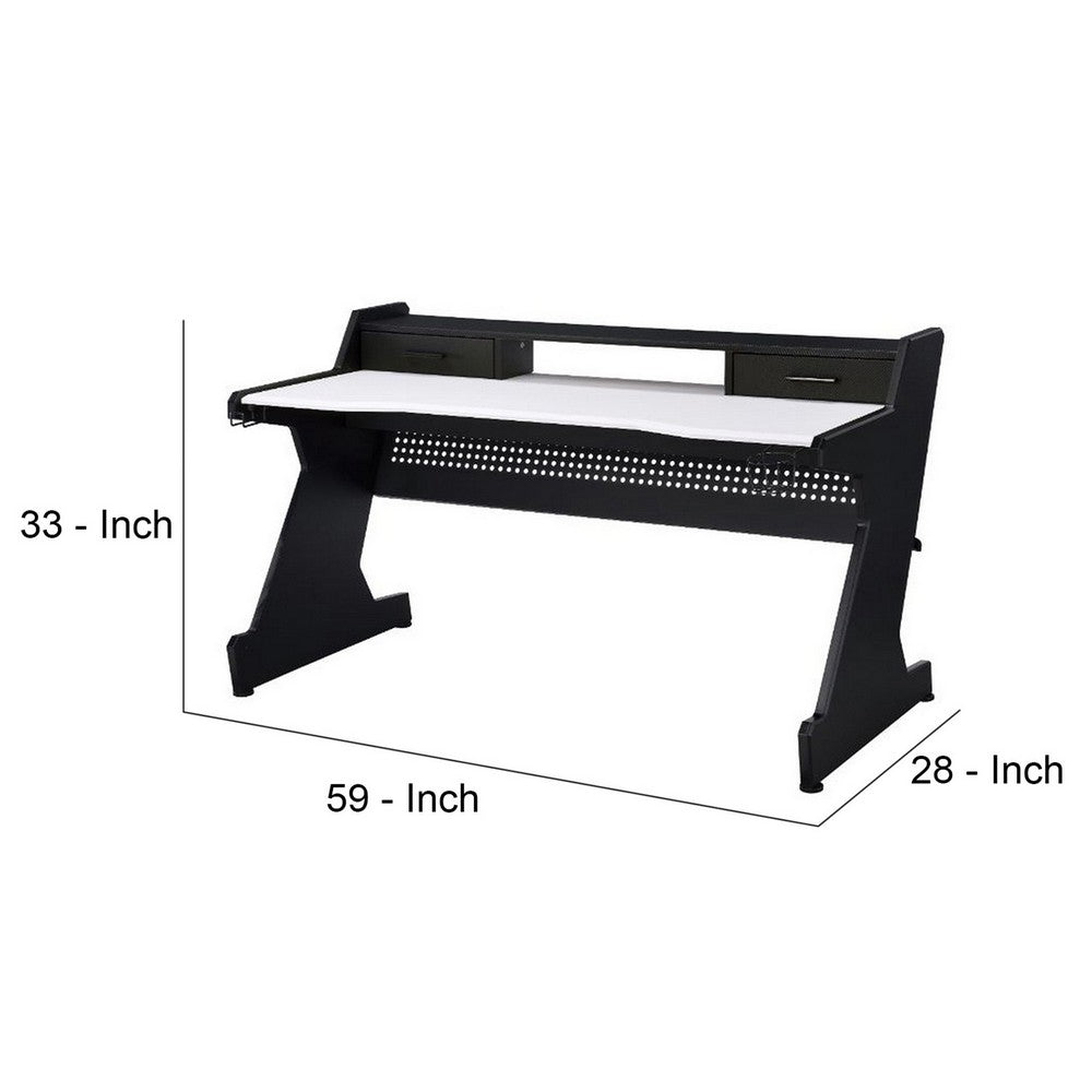 Gaming Table with Cup Holder and Headset Rack, Black and White - BM251361