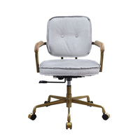 Office Chair with Faux Leather Upholstery, Vintage White and Brown - BM251365