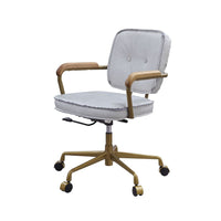 Office Chair with Faux Leather Upholstery, Vintage White and Brown - BM251365