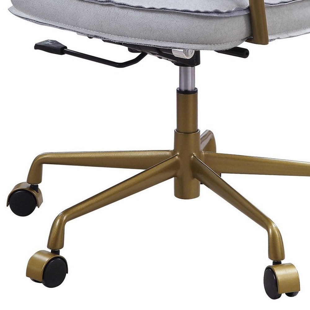 Office Chair with Faux Leather Upholstery, Vintage White and Brown - BM251365