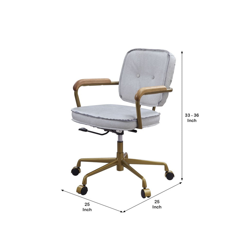 Office Chair with Faux Leather Upholstery, Vintage White and Brown - BM251365