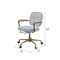 Office Chair with Faux Leather Upholstery, Vintage White and Brown - BM251365