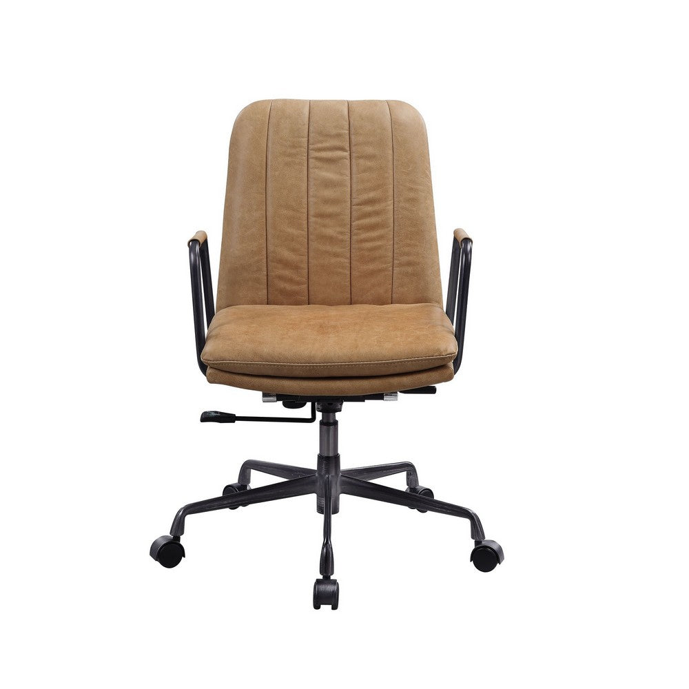 Office Chair with Channel Tufting, Rum and Black - BM251366