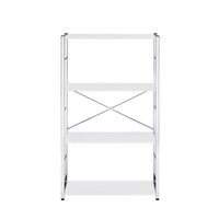 Bookshelf with X Shaped Cross Bar Chrome Finish, White - BM251368