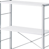 Bookshelf with X Shaped Cross Bar Chrome Finish, White - BM251368