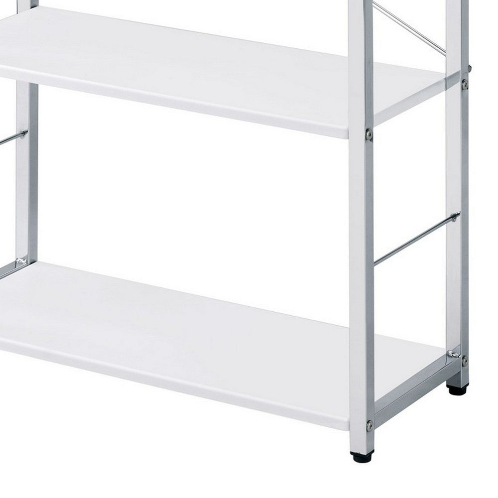 Bookshelf with X Shaped Cross Bar Chrome Finish, White - BM251368